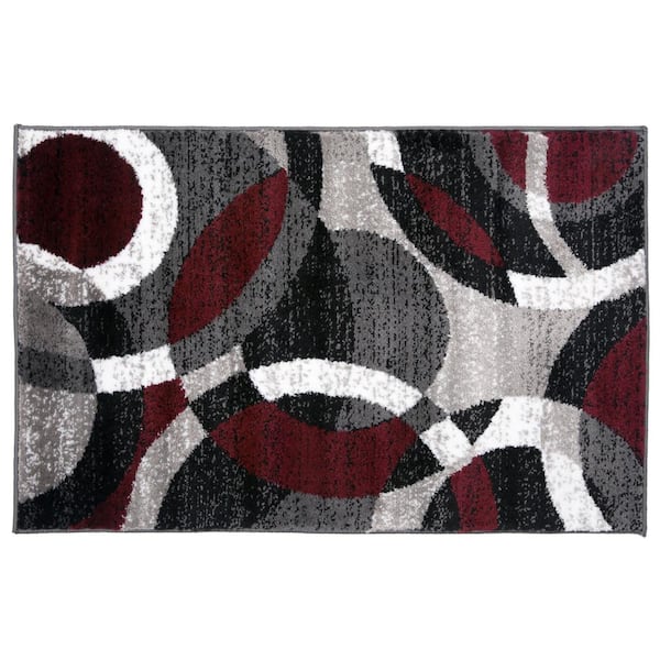 World Rug Gallery Modern Abstract Circles Red 2 ft. x 3 ft. Indoor Area ...