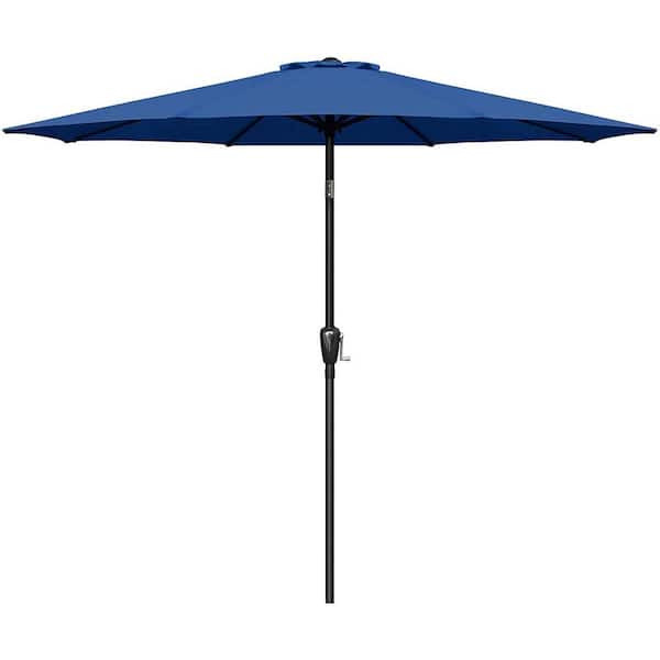 cenadinz Simple Deluxe 9 ft. Outdoor Market Table Patio Umbrella in Blue with Button Tilt Crank and 8 Sturdy Ribs for Garden