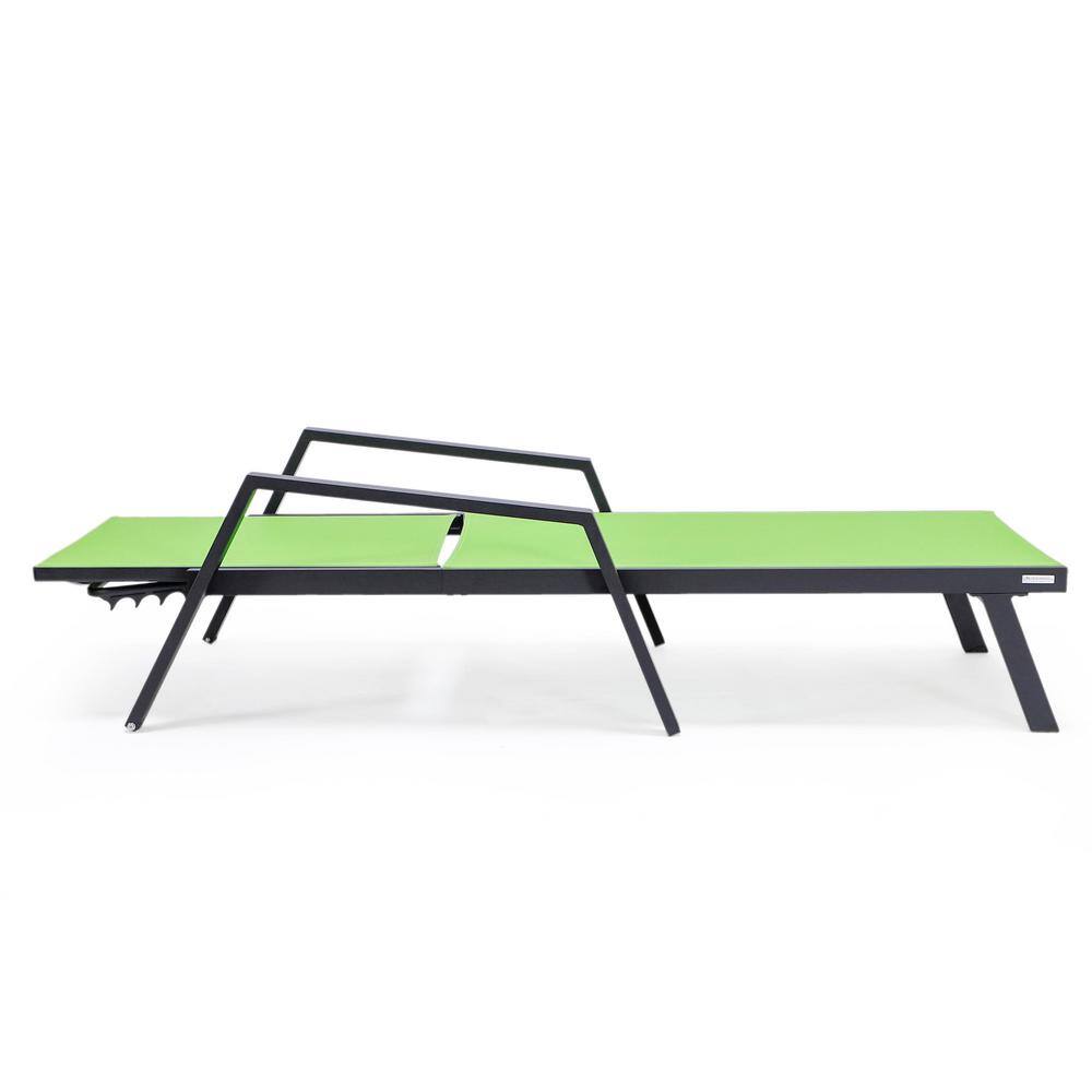 Green Aluminum Frame Patio Chaise Lounge Chair with Armrests