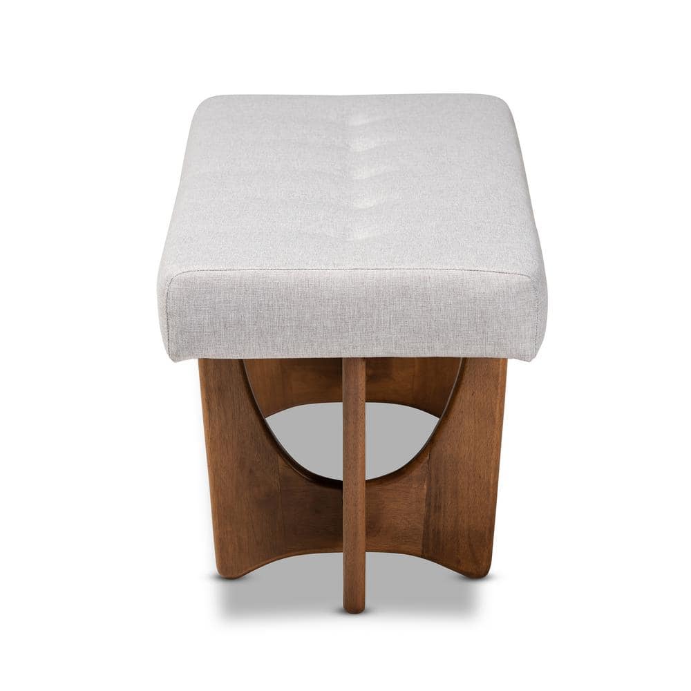 Theo 49'' Greyish Beige Upholstered Walnut Bedroom Bench