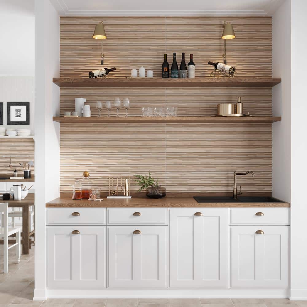 Bois Ribbon 15.75" x 47.25" Matte Oak Ceramic Wall Tile