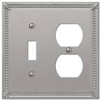 Imperial Bead 2 Gang 1-Toggle and 1-Duplex Metal Wall Plate - Brushed Nickel