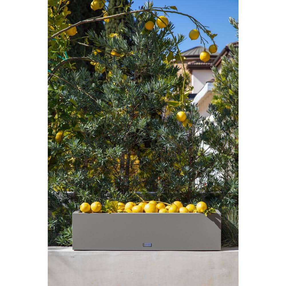 Gray Rectangular Plastic Window Box Planter with Drainage Holes