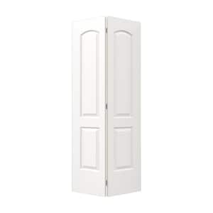 32 in. x 80 in. Caiman 2 Panel White Paint Hollow Core Molded Composite Closet Bi-Fold Door