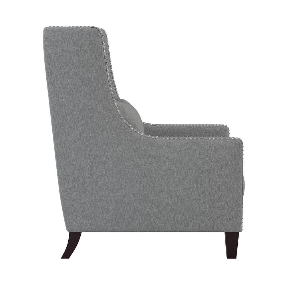 Modern Elegance Gray Manufactured Wood Accent Chair with Nailhead Trim