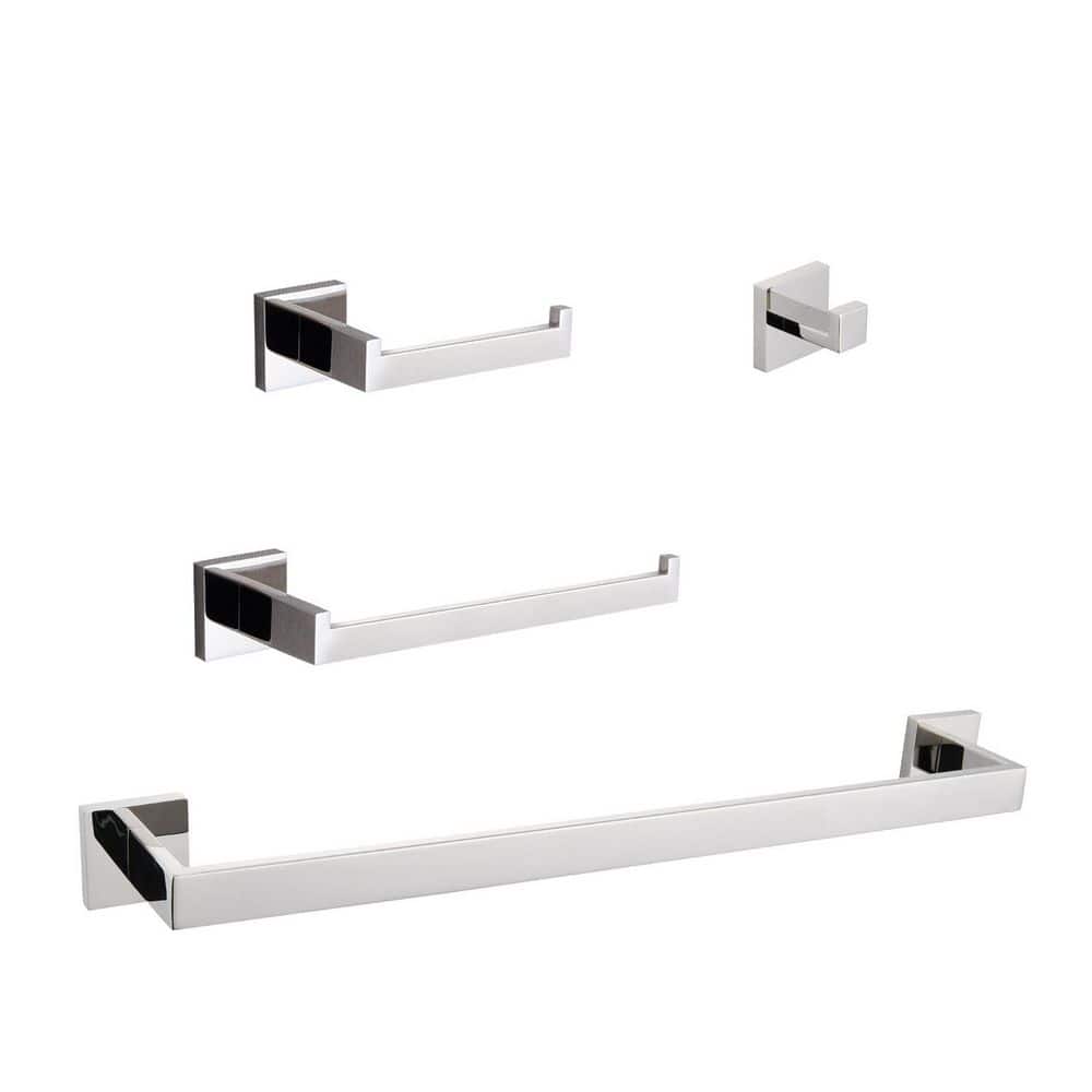 4-Piece Stainless Steel Bathroom Hardware Set with Mounting Hardware in Chrome price history on PriceWatchPro