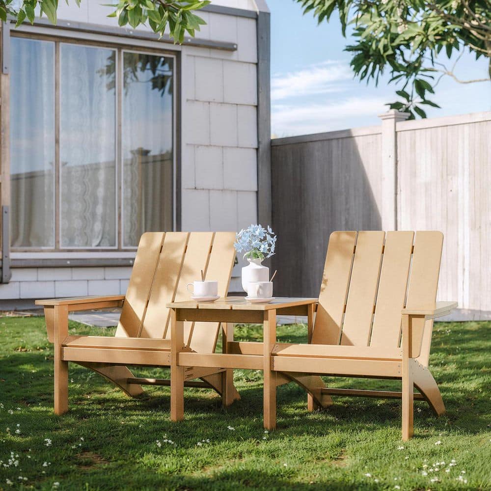 Zerpod Brown Plastic Outdoor Adirondack Chair Plastic with Double