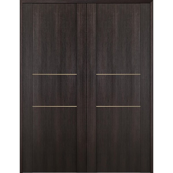 Belldinni Vona 01 2H Gold 48 in. x 80 in. Both Active Veralinga Oak Wood Composite Double Prehung Interior Door