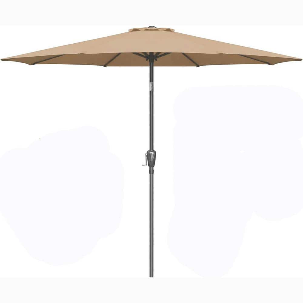 9 ft. Steel Market Outdoor Tilt Patio Umbrella in Tan with 8 Sturdy Ribs