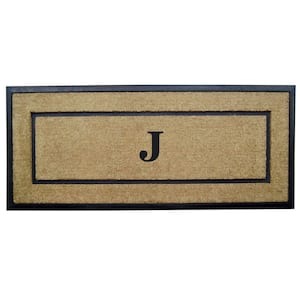 DirtBuster Single Picture Frame Black 24 in. x 57 in. Coir with Rubber Border Monogrammed J Door Mat
