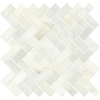 Greecian White Herringbone Pattern 12 in. x 12 in. x 10 mm Polished Marble Mosaic Tile (9.4 sq. ft. / case)