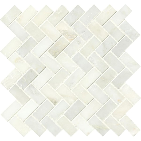 MSI Greecian White Herringbone Pattern 12 in. x 12 in. x 10 mm Polished Marble Mosaic Tile (9.4 sq. ft./case)