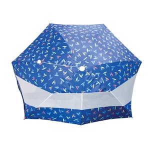 8 ft. Pop-Up Beach Shelter with Surfer Print in Blue