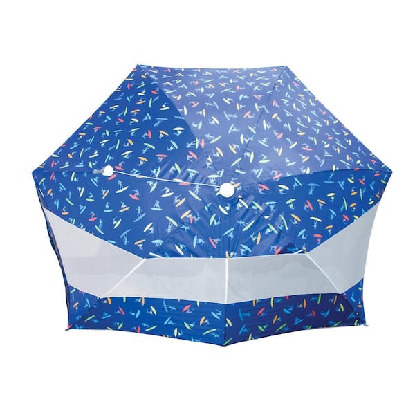Rio 8 ft. Pop-Up Beach Shelter with Surfer Print in Blue