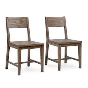 Brown Pine Wood Dining Chair with Armless Open Style (Set of 2)