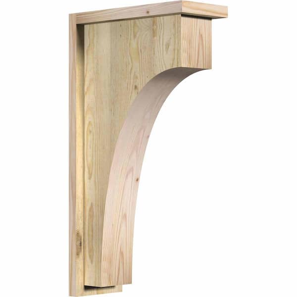 Ekena Millwork 6 in. x 14 in. x 26 in. Douglas Fir Huntington Rough Sawn Corbel with Backplate