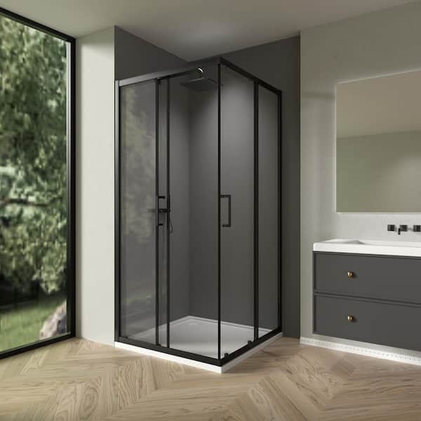 imperiol 36 in. W x 72 in. H Square Double Sliding Framed Corner