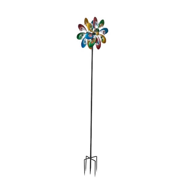 LIVIZA 79 in. Iron Flower Rainbow Wind Spinner