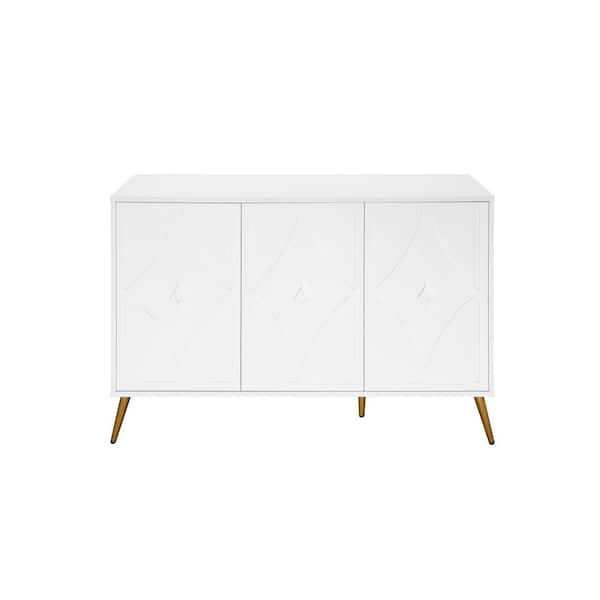 Boosicavelly White Wood 47.25 in. Sideboards with 3-Doors