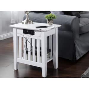 Mission White Chair Side Table with Charger Station