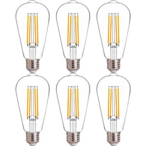 100-Watt Equivalent ST19 Dimmable LED Straight Filament bulb, Vintage Edison Bulbs E26 Base, 2700K Soft White (6-Pack)
