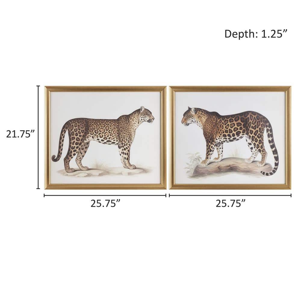 Elegant Gold Framed Cheetah Print Wall Art Set