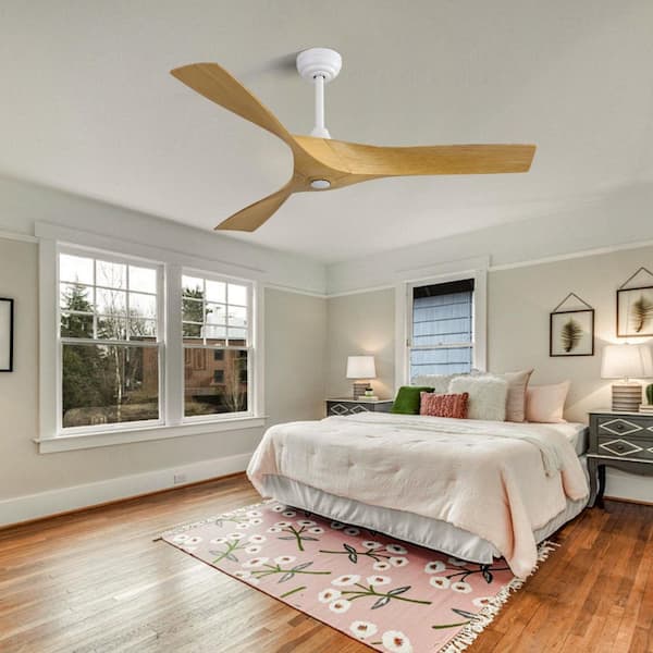 52 in. Indoor White Downrod Mount Standard Ceiling Fan with ABS Blades, Reversible Motor without Light for Living Room