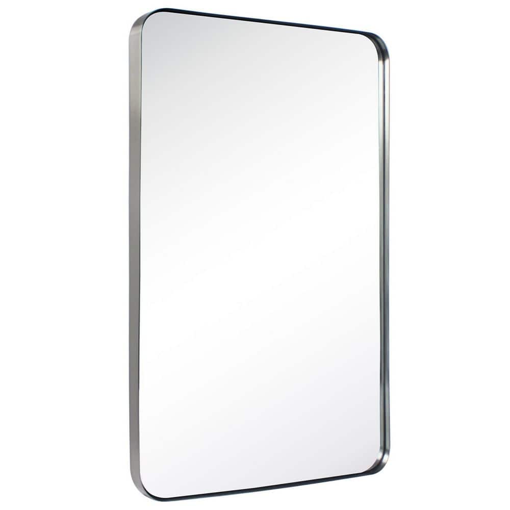 Kengston 30 in. W x 36 in. H Rectangular Stainless Steel Framed Wall Mounted Bathroom Vanity Mirror in Brushed Nickel price history on PriceWatchPro