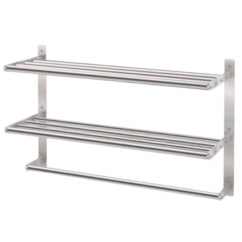 Numhew 23.6 in. Wall Mounted 3-Tier Hotel Towel Rack in Brushed Nickel ...