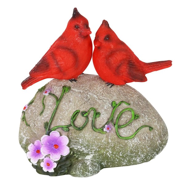 Exhart Solar Cardinal Love Rock Garden Statue
