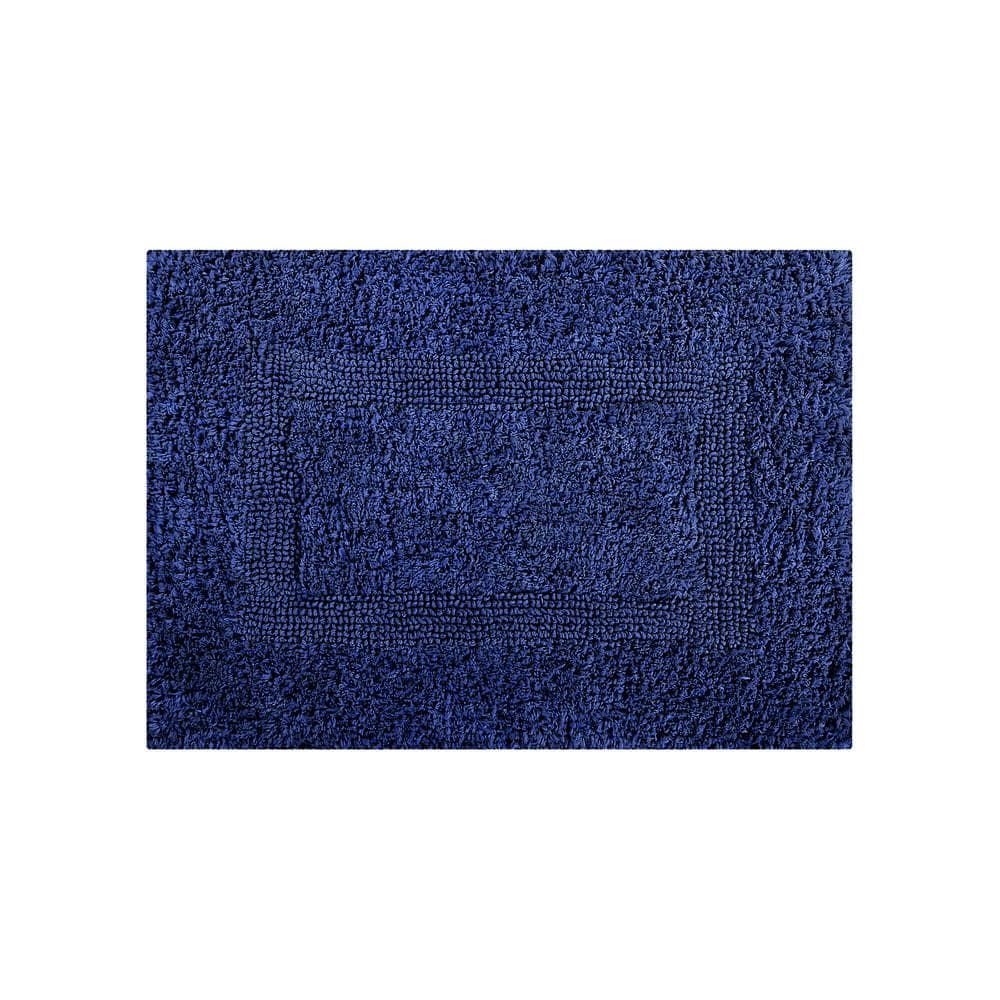 Lux Navy 100% Cotton Reversible Bath Rug 17" x 24"