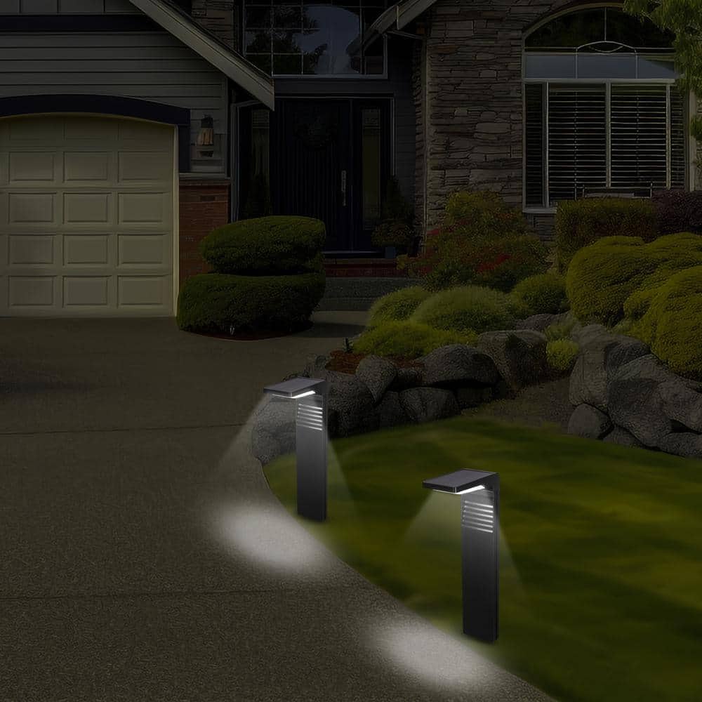 16.5" Black Solar LED Pathway Lights with Dusk to Dawn