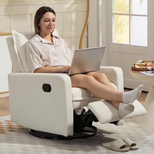 テーブル・チェア・ハンモック T.S.L CUB Patchwork leather chair YOFE White Cozy Short Plush Fabric 270° Swivel Rocker Chair