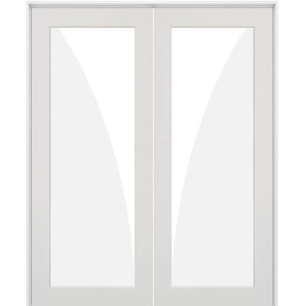 Krosswood Doors 48 in. x 80 in. Craftsman Shaker 1-Lite Clear Glass Both Active MDF Solid Hybrid Core Double Prehung Interior Door