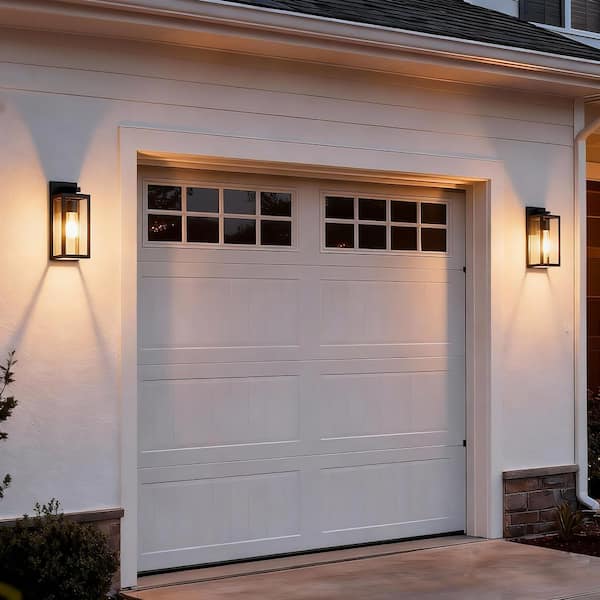 Charlton 1-Light Modern Textured Black Outdoor Boxed Wall Lantern Sconce with Clear Glass