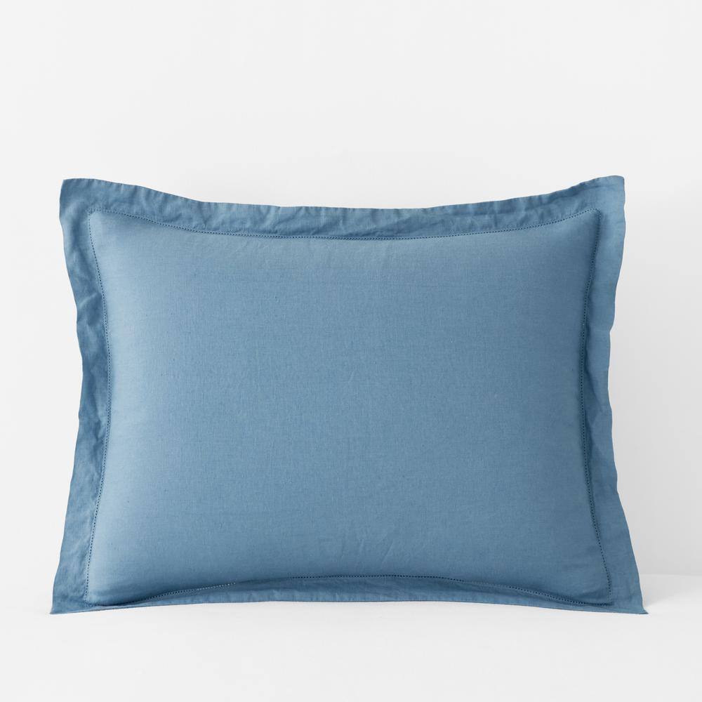 The Company Store Legends Hotel Relaxed Shadow Blue Linen Standard Sham