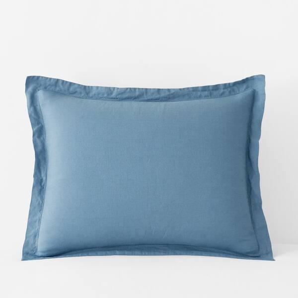 The Company Store Legends Hotel Relaxed Shadow Blue Linen King Sham