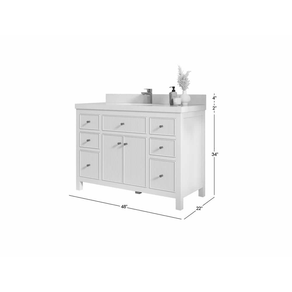 Sonoma 48" White Marble Top Single Sink Vanity
