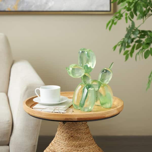 Litton Lane 5 in. x 10 in. Green Resin Tinted Balloon Dog Sculpture