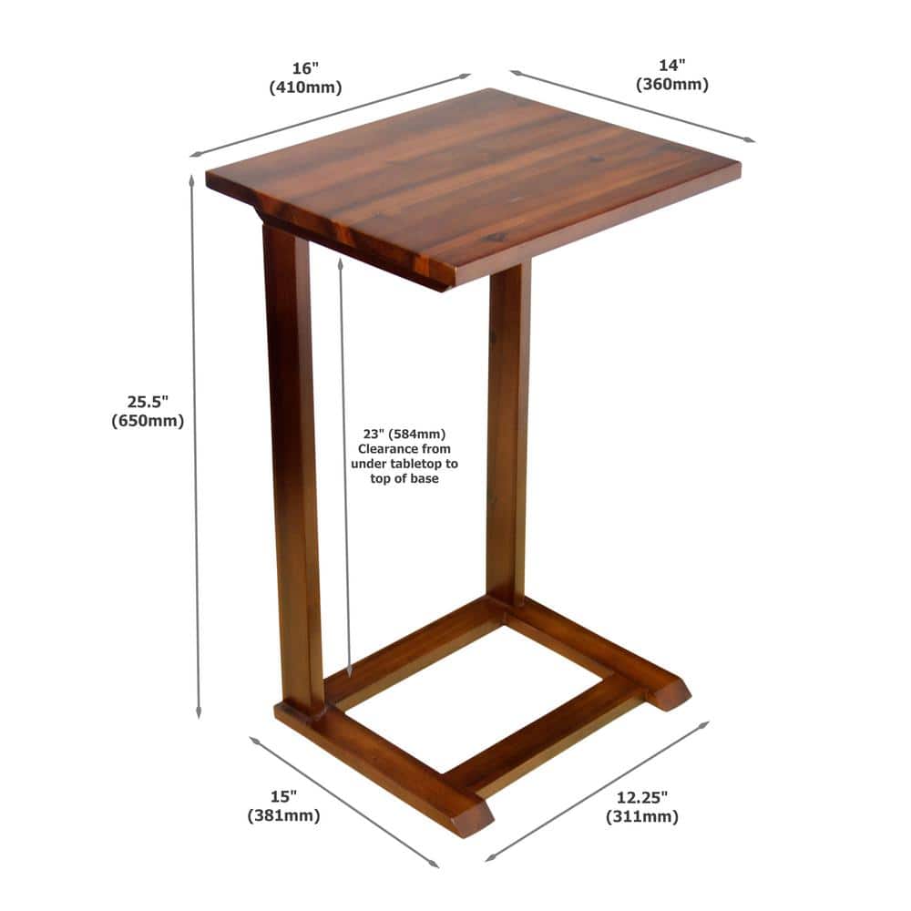 Solid Acacia Dark Mahogany C-Table with Clear Lacquer Finish