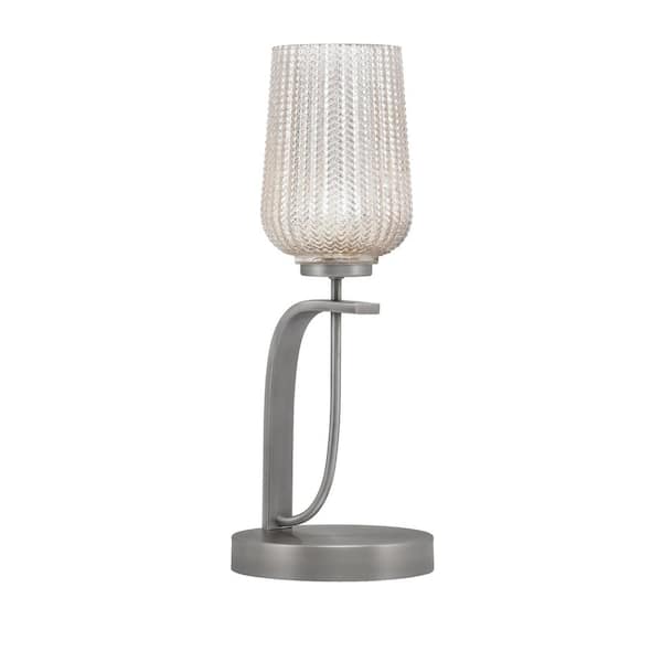 Unbranded Olympia 17.75 in. Graphite Piano Desk Lamp with Silver Textured Glass Shade