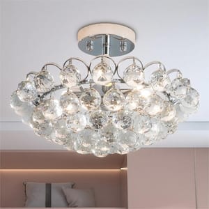Jackson 15.4 in. 4-Light Chrome Semi-Flush Mount Ceiling Light With Crystal Accents