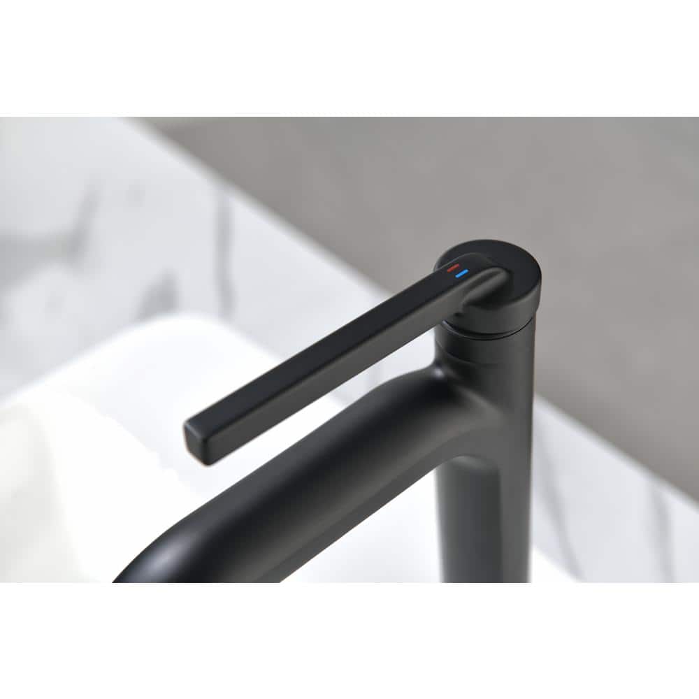 Matte Black Single Handle Mid Arc Bathroom Faucet