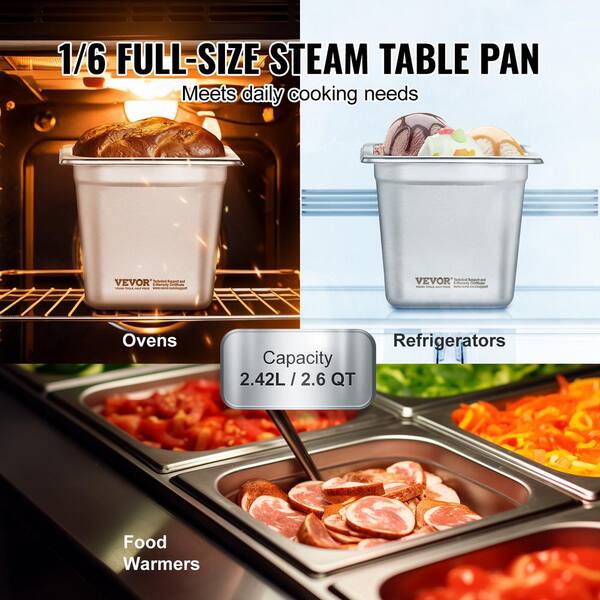 thumbnail image 2 of Heavy-Duty Half Size Long 6" Deep Steam Table Pan – 24 Gauge Stainless Steel 2 of 4