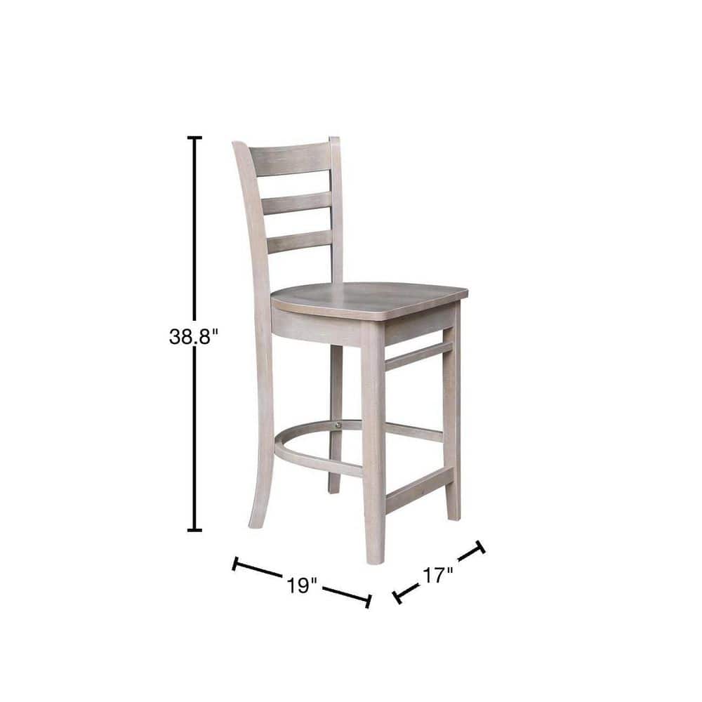 Emily 41" Gray Solid Wood Counter Height Barstool