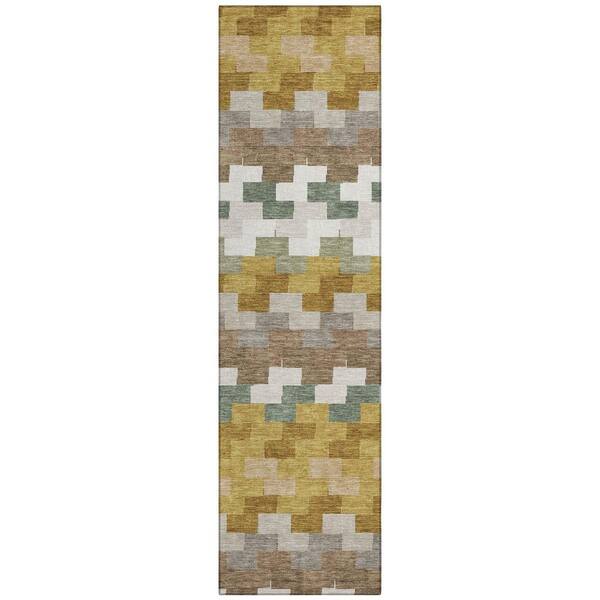 Chantille Machine Washable Indoor/Outdoor Abstract ACN3052 Walnut 2 ft. x 7 ft. Runner Rug