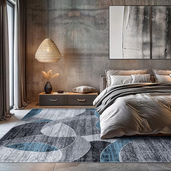 World Rug Gallery Contemporary Distressed Circle 7 ft. 10 in. x 10