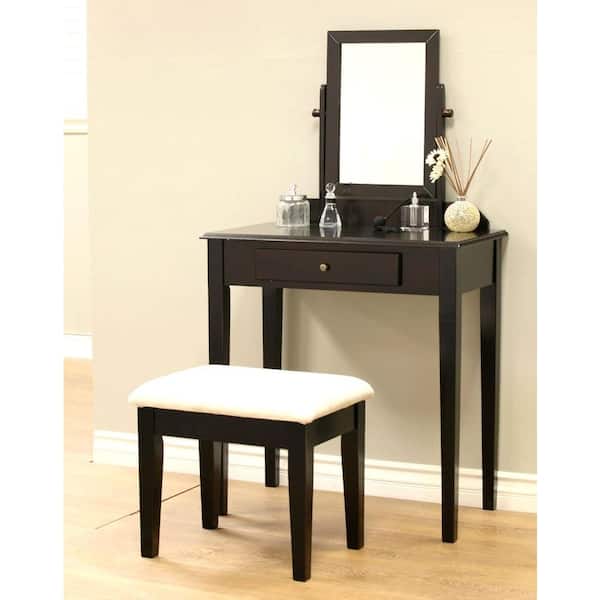 Homecraft Furniture 3 Piece Expresso Vanity Set Mh203 The Home Depot 3 Piece Expresso Vanity Set Mh203, Vanity With Mirror And Stool Home Depot