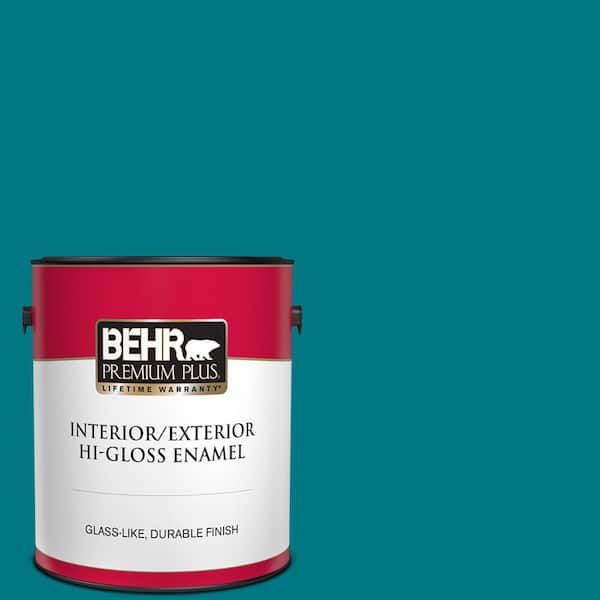 BEHR PREMIUM PLUS 1 gal. #P470-7 The Real Teal Hi-Gloss Enamel Interior/Exterior Paint
