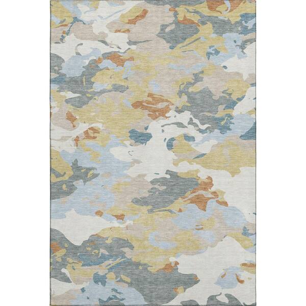 Mayfield Premium Machine Washable Abstract AMF2497 Ivory 10 ft. x 14 ft. Area Rug